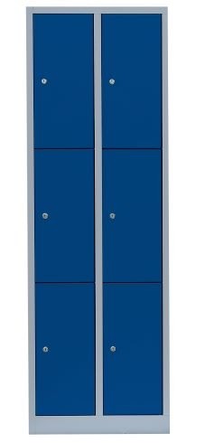 Stahl- Fächer- Schrank 6- Fächer B 60 cm, lichtgrau/blau