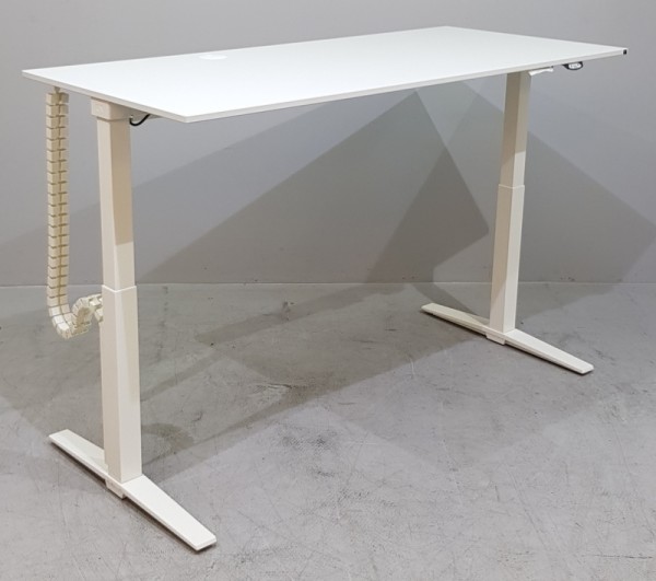 K & N - Steh-Sitz-Schreibtisch 180 cm, weiß/weiß E