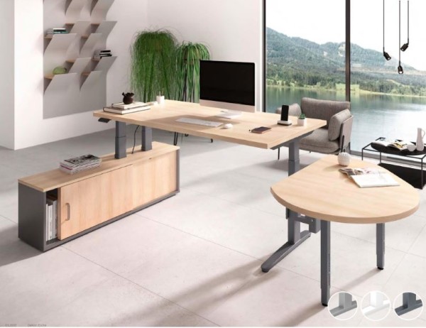 Steh-Sitz-Schreibtisch + Sideboard 200 x 170 cm