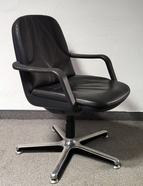Drabert - Besucher-Dreh-Stuhl Leder schwarz
