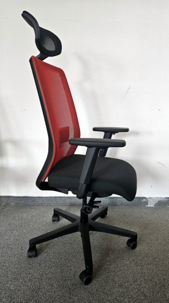 Bürodrehstuhl - Living Chair rot/schw. m. Kopfst.