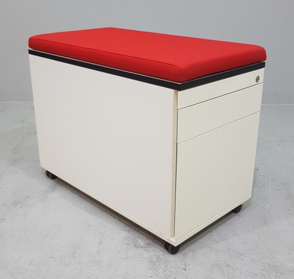 Steelcase - Rollcontainer T 80 cm, weiß / rot