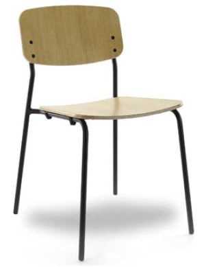 Holz-Stapel-Stuhl / Eichenfurnier- 4-Fuß schwarz